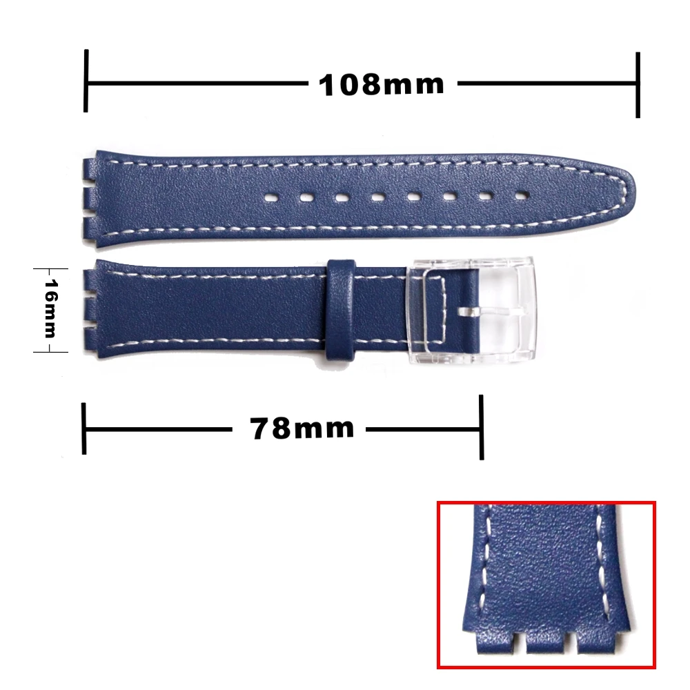 Сменный ремешок для часов из натуральной кожи 16 мм Swatch Skin WB1068F16GB|replacement watch bands|watch