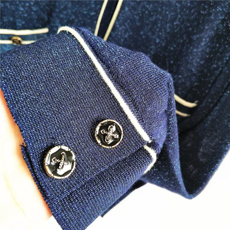 Модные вязаные костюмы с золотистой нитью свитер глубоким V-образным вырезом +