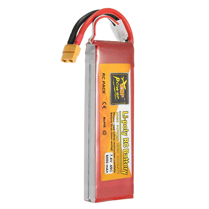 ZOP Мощность 7 4 V 6000 мА/ч 45C 2 S Lipo Батарея XT60 разъем для Радиоуправляемый гоночный