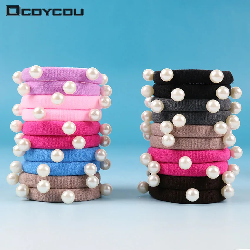 Ed Hair Holders High Quality Pearl Rubber Bands Hair Elastics Accessories Girl Women Tie Gum