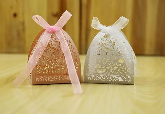 Розовый полый лазер коробка для конфет свадебный подарок дня рождения вечеринки