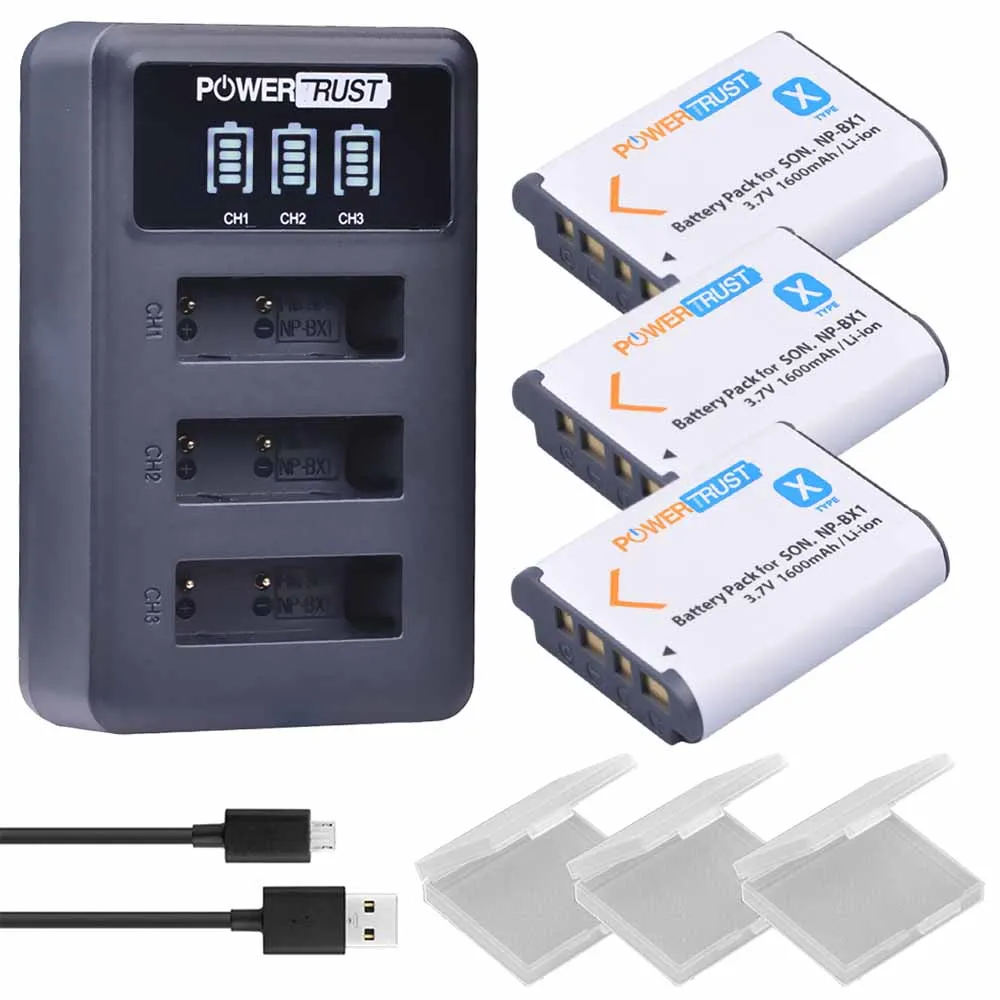 3Battery and Charger 5 шт. 1600 мАч NP BX1 NP-BX1 NPBX1 Батарея+ светодиодный 3 Порты и разъёмы USB Зарядное устройство для sony DSC-RX100 DSC-WX500 HX300 WX300 HDR AS100v AS200V - Цвет: 3Battery and Charger