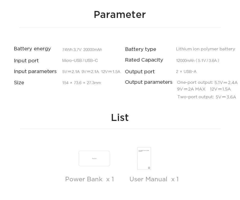 Xiaomi Redmi Power bank 10000mAh USB Type C Mi Powerbank 20000 Qi Fast Charger Portable Charging Poverbank External Battery