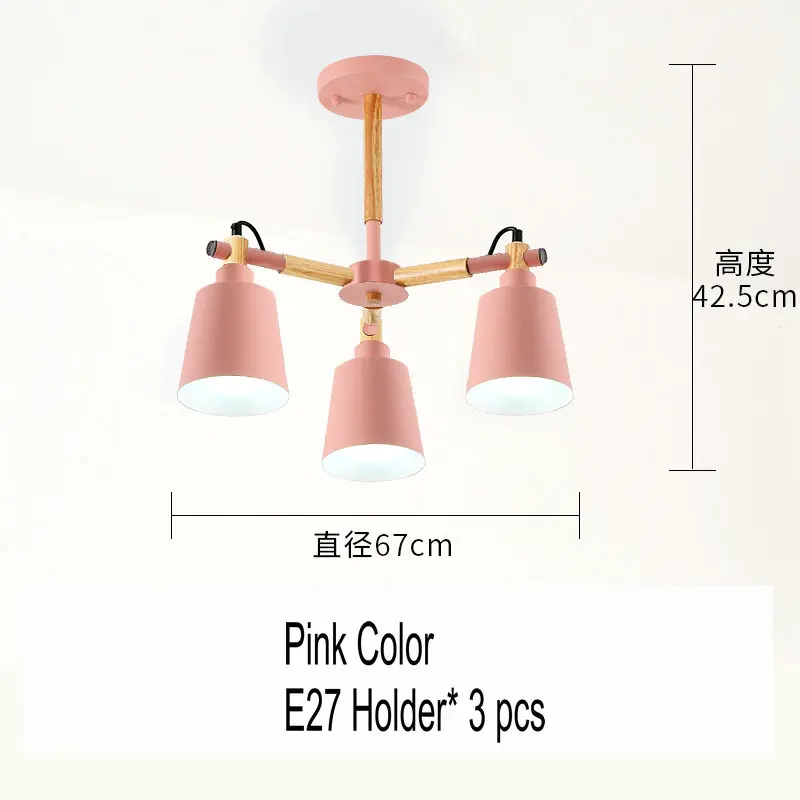 Pink-3 lights Artpad Nordic люстра лампа 3/6/8 светильник s металлический оттенок деревянный подвесной светильник для Спальня Гостиная Обеденная светильник ing светильники - Цвет абажура: Pink-3 lights