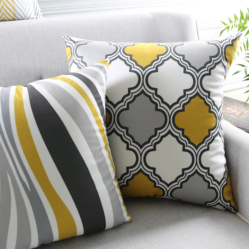 Двухсторонний супермягкий бархатное покрытие для подушки с принтом серый чехол