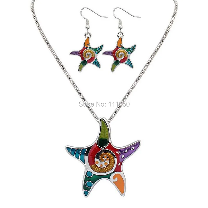 Newest oil drip animal design colorful starfish jewelry set 1set/pack | Украшения и аксессуары