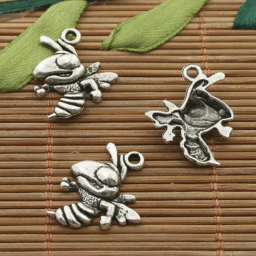 

25pcs dark silver tone cartoon bee charm h3363