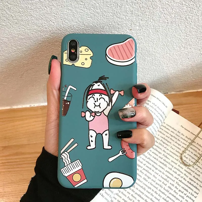 Cartoon Cute Weight loss inspirational girl Phone Case For iPhone X XR XS Max 6 6S Plus Soft Back Cover 7 8 |