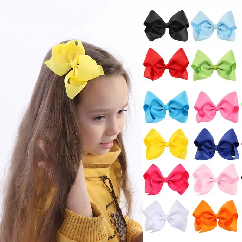 6&quot PartyKids Hair Accessory Girl Bows Large Rainbow Bow-knot Print Grosgrain Ribbon With Clip | Детская одежда и обувь
