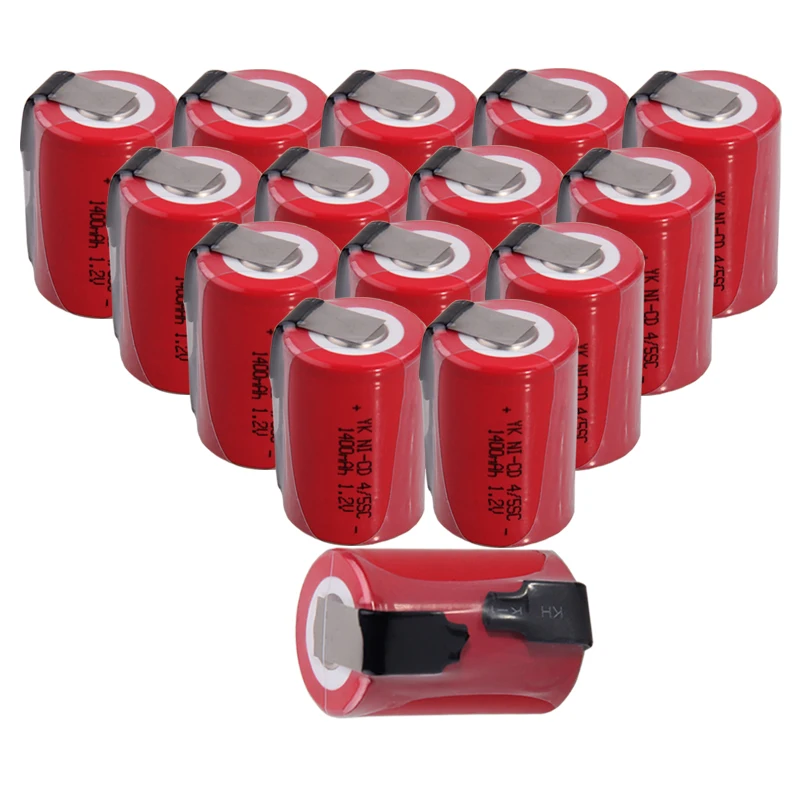 Реальная емкость 15 шт 4/5SC батареи 1 2 v перезаряжаемые 1400 mAh nicd akkumulator для