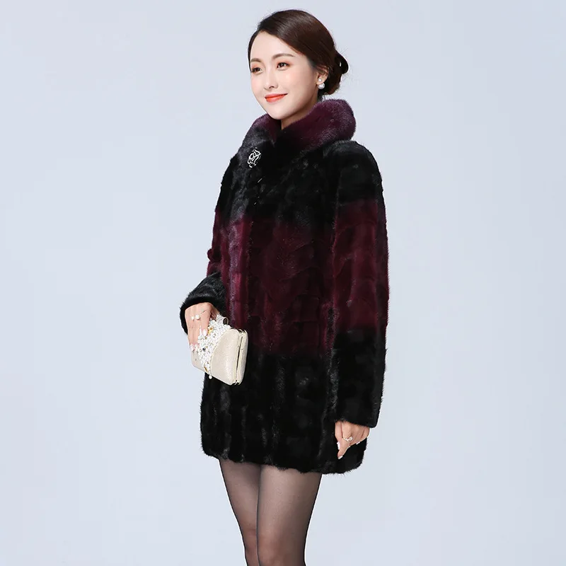 AYUNSUE/пальто с натуральным мехом норки зимняя куртка 2020 женское длинное пальто в