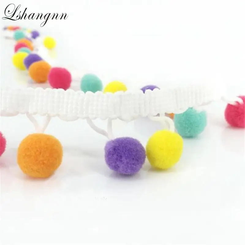 

Lshangnn 11 Colors 5 Yards /lot Hand Sewn Plush Ball Cute Retro Hair Ball Fringed Lace For DIY Decorative Table Cloth Pillow