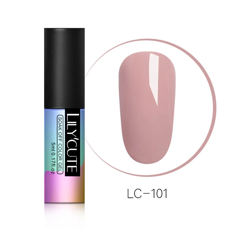 LILYCUTE 5 мл розовый телесный серый серия замачиваемый УФ-Гель-лак черный белый стойкий чистый цвет ногтей Гель-лак для маникюра - Цвет: LC 101