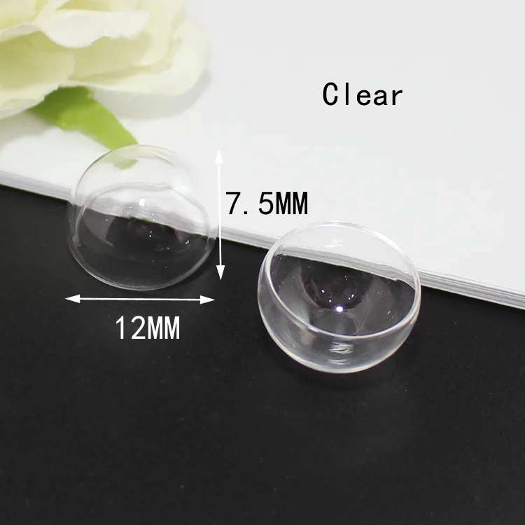 12x7.5mm-Clear 2 шт 8-30 мм пустой стеклянный шар полукруглой формы стеклянная бутылка Глобус купол модные ювелирные аксессуары - Окраска металла: 12x7.5mm-Clear