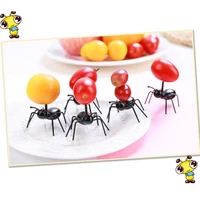 12 pieces diy mini cos ant fruit fork plastic decorative kitchen bar childrens dessert fork tableware animal food pick ant toot