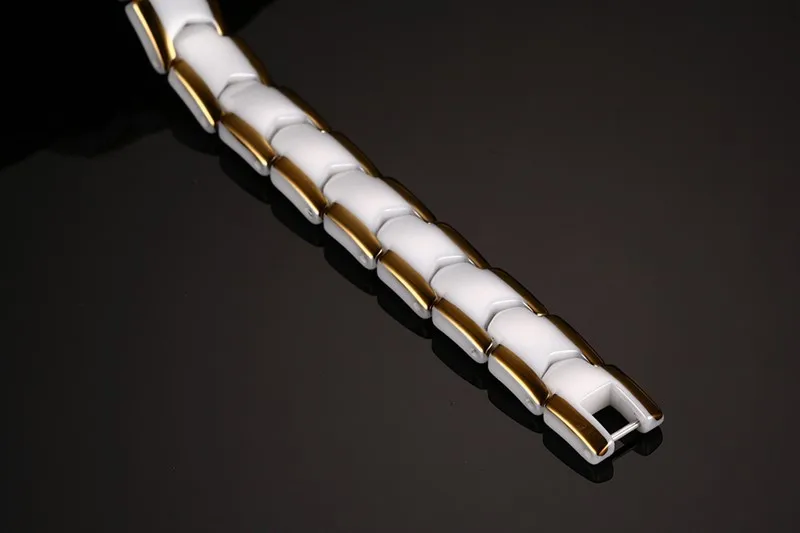 Бело-золотые Цвет 18 см из нержавеющей стали Керамические Магнитный Браслет