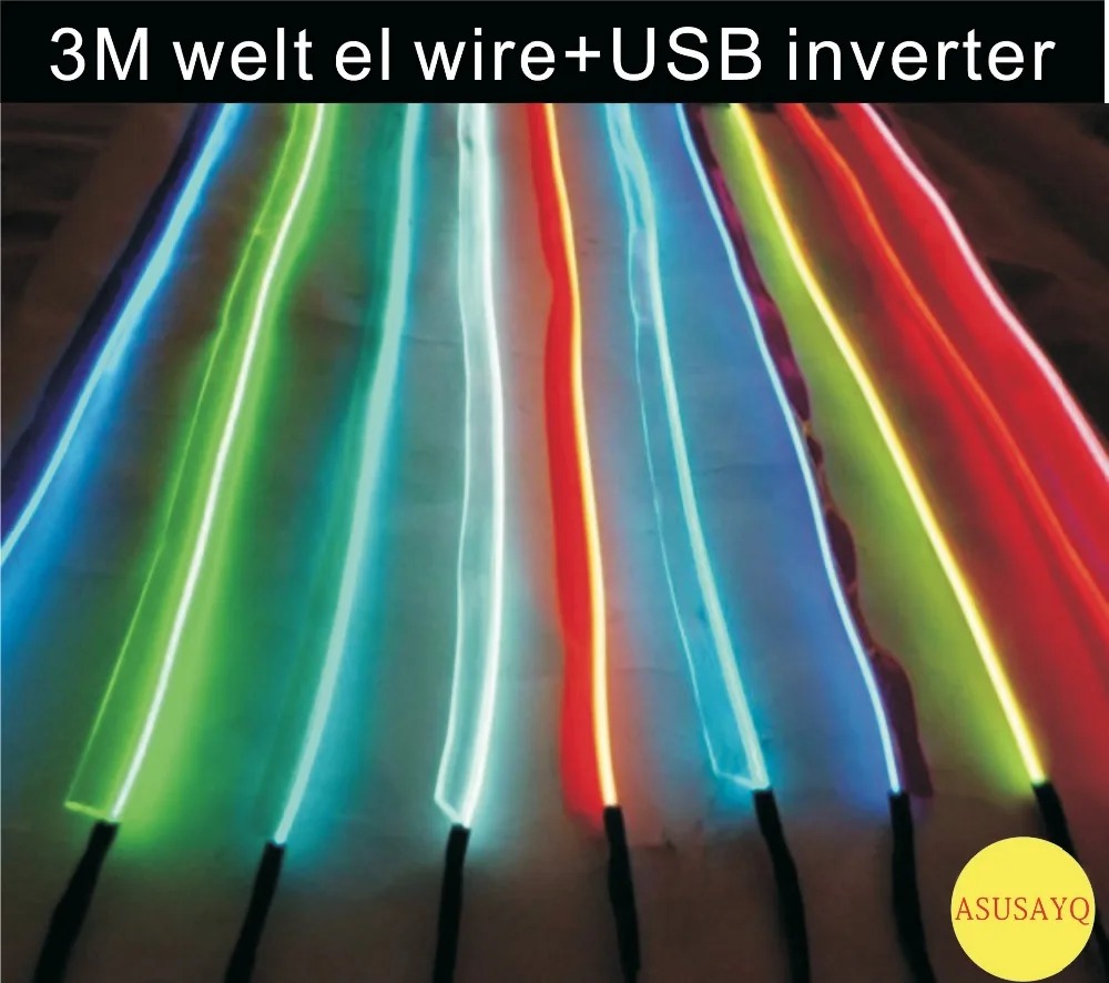 Водонепроницаемый проволочный электролюминесцентный провод 2 3 мм гибкий