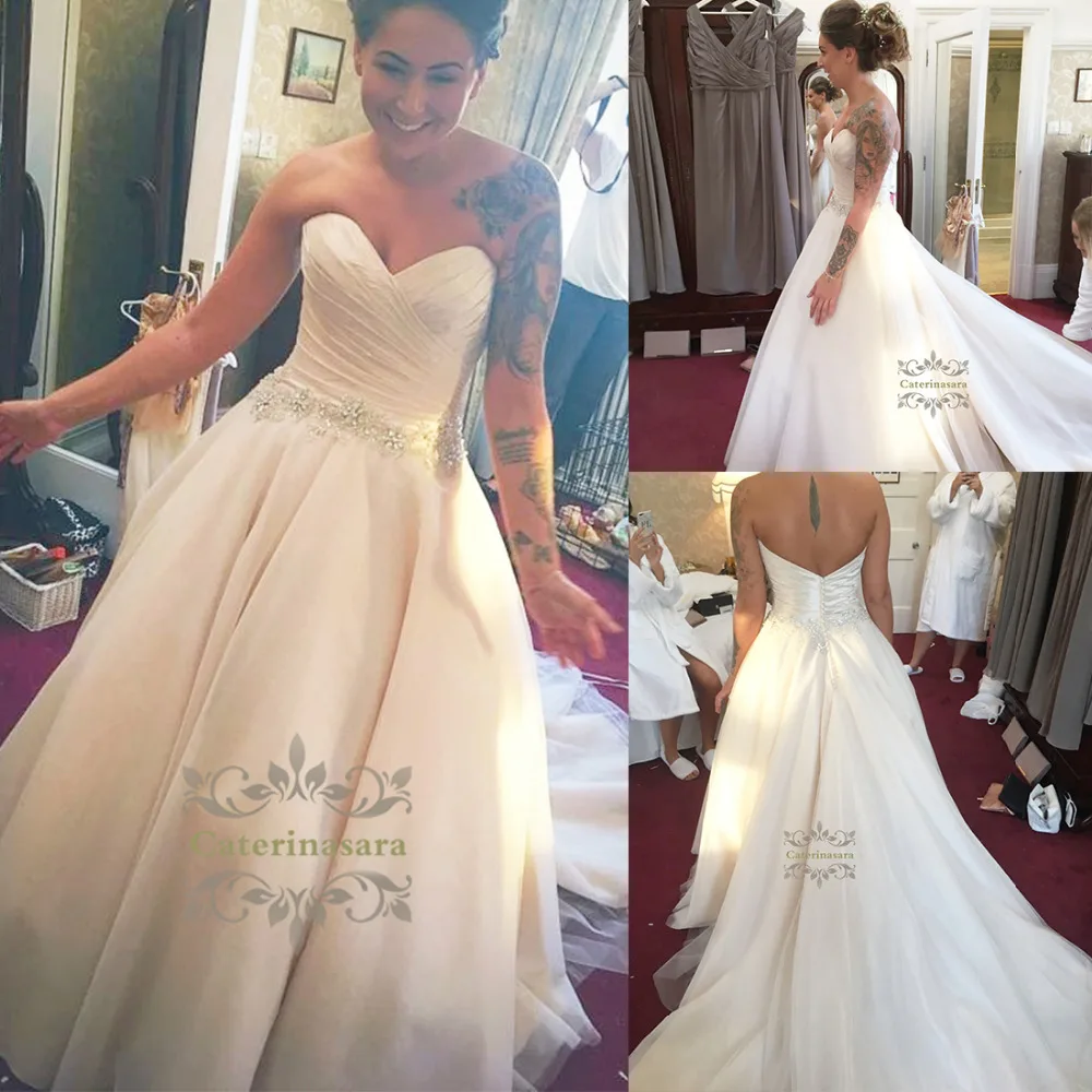 

Mermaid / Trumpet Wedding Dresses V Neck Cathedral Train Crystals Tulle Bride Gowns Fit and Flare Skirt for Girl Gathering Pleat