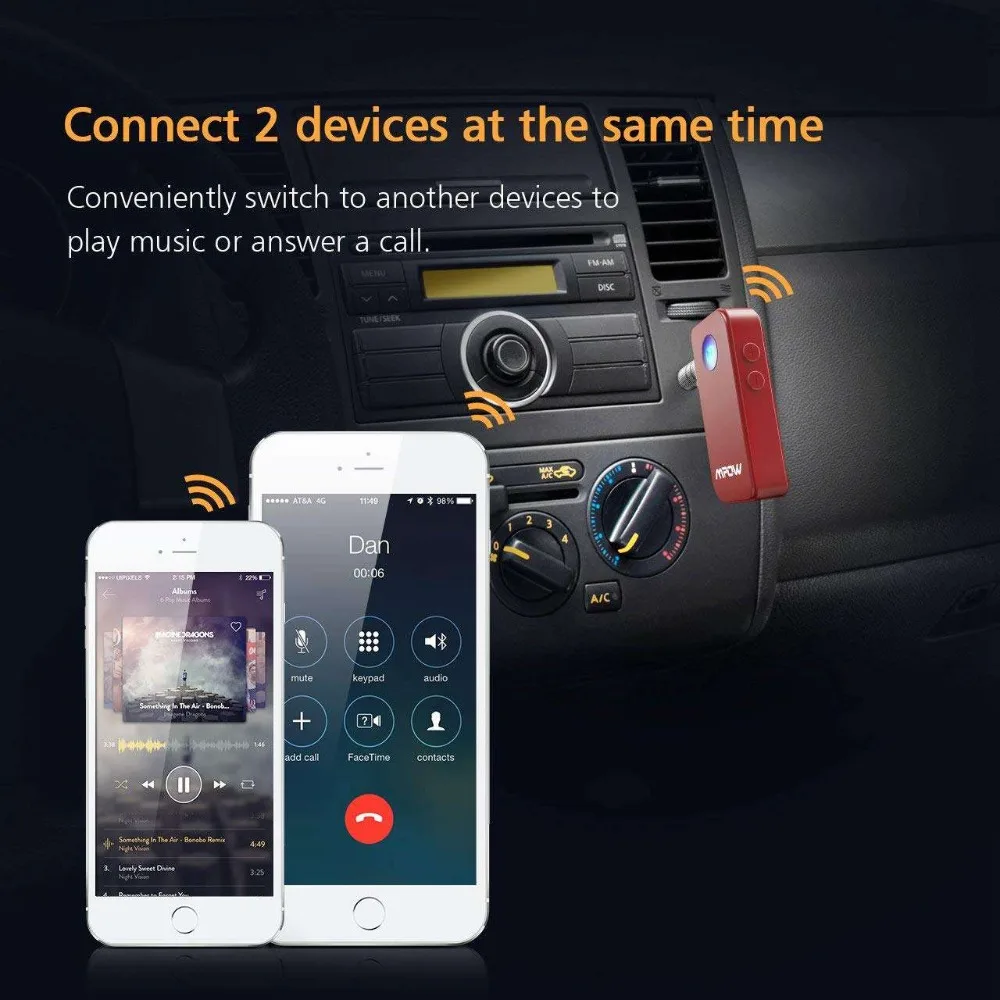 VicTsing Bluetooth Receiver Portable Car Adapter Aux for Music Streaming Sound Audio Stereo System 3.5mm Kit | Автомобили и