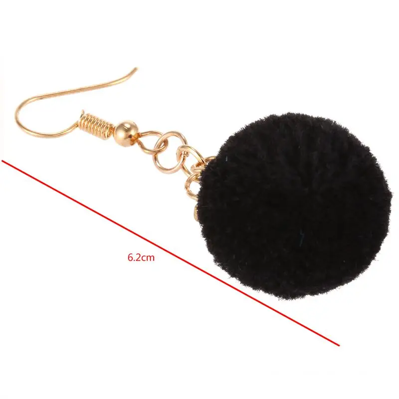 Милые женские серьги с помпоном сплав звезда пушистый меховой шар висячие черный