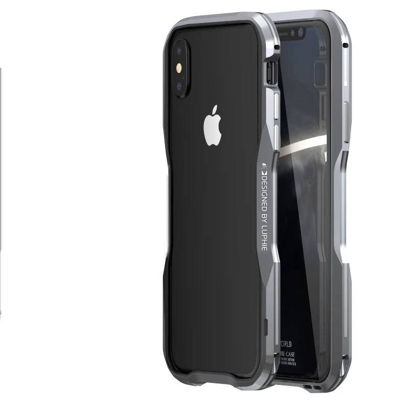 Алюминиевая рамка 360 Защитный армированный чехол для телефона для iphone X XS чехол для MAX XR металлический бампер для iphone 7 8 Plus чехол Coque - Цвет: Gray Silver