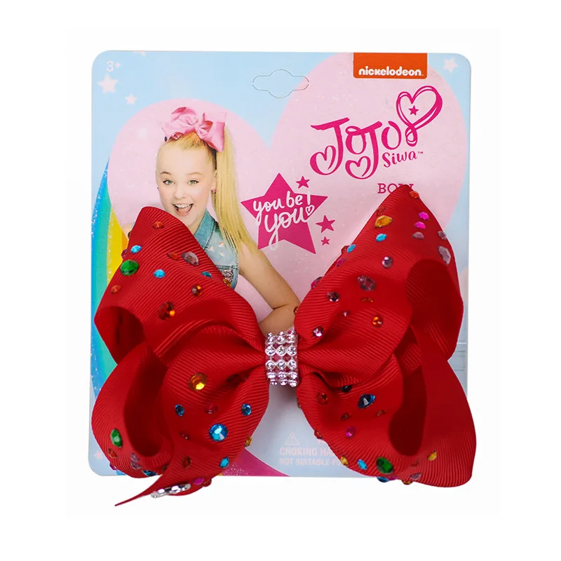 " Pretty Jojo Siwa со стразами для девочек с зажимами для принцессы Jojo банты бант ручной работы украшение для волос вечерние сувениры - Цвет: 4