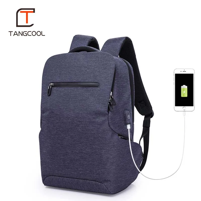 Tangcool многофункциональный USB зарядка для мужчин 15 дюймов ноутбук рюкзаки для подростков Мода для мужчин Mochila досуг путешествия рюкзак - Цвет: Синий