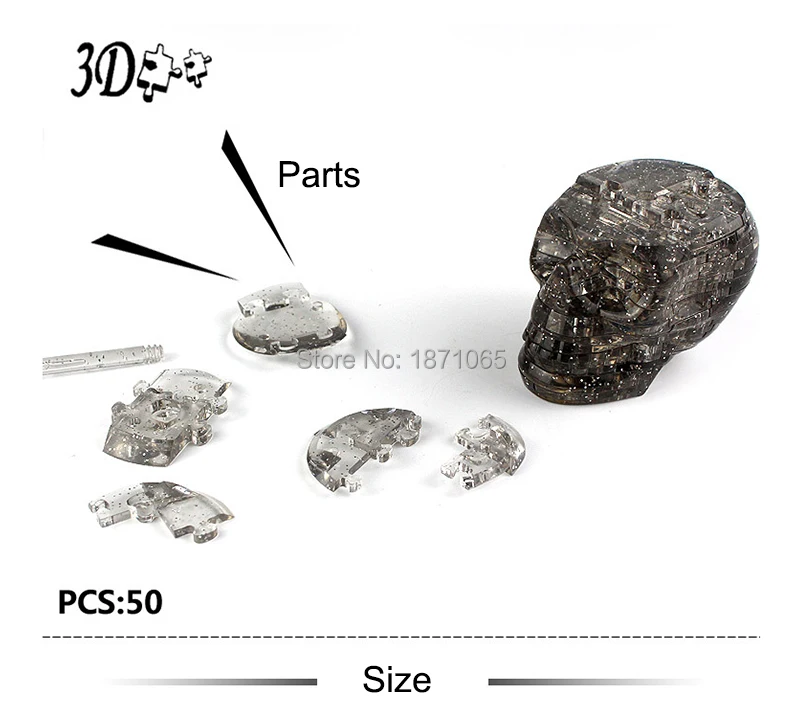 3D-пазл с кристаллами и флэш-подсветкой веселая модель черепа для