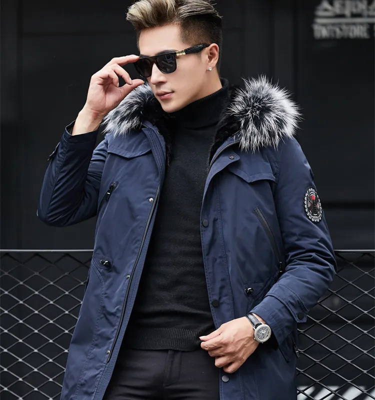 Real Fur Coat Winter Jacket Men Natural Mink Fur Liner Parka Men Warm Parkas Mens Mink Fur Coat Chaqueta Hombre YY594