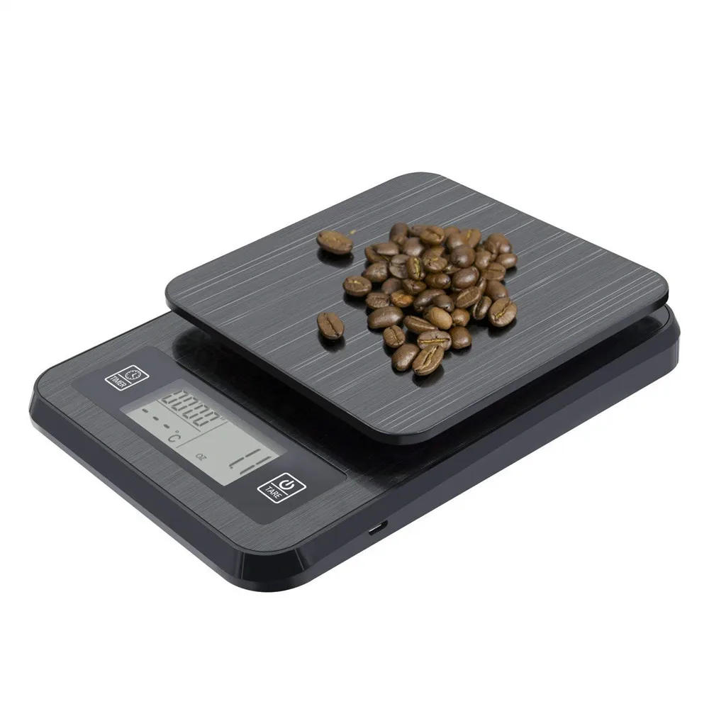 

2kg/0.1g Kitchen Timer Coffee Scale with Temperature Probe, Stainless steel, LCD Display