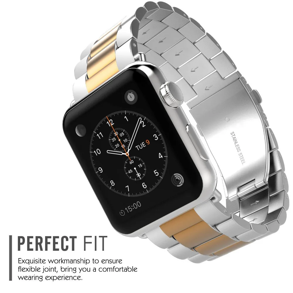 Серебряный браслет из нержавеющей стали ремешок для Apple Watch 38 мм/42 мм бесплатный