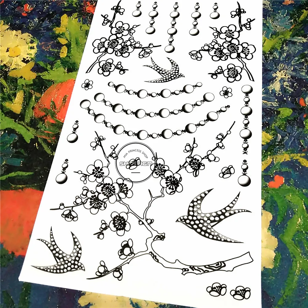 SHNAPIGN Swallow Pearl Временные татуировки боди арт рука флэш тату стикер s 17*10 см