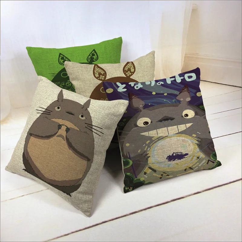 Новинка 2019 наволочка из хлопка и льна с принтом Тоторо для подушки дома