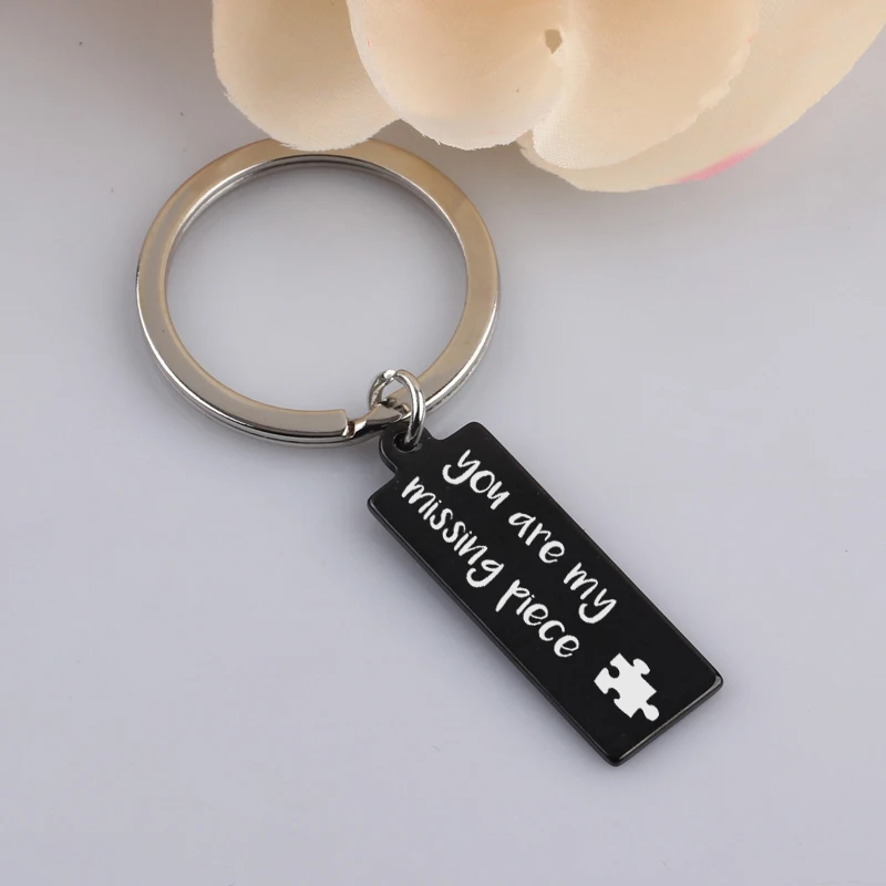 Модный черный брелок из нержавеющей стали с гравировкой You Are My Missing |