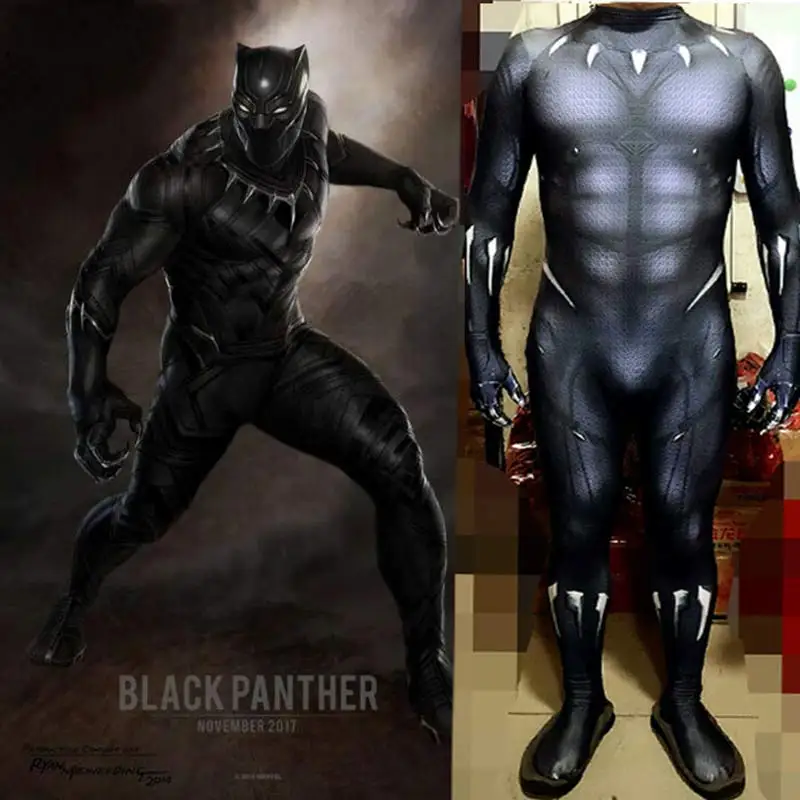 Новинка черный костюм Пантеры фильм Marvel Капитан Америка Косплей костюмы вечерние костюмы на Хэллоуин для мужчин детей