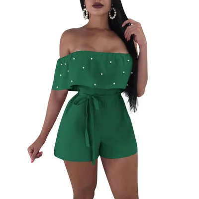 Пикантные короткие комбинезоны без бретелек и Боди для женщин модные с бисером