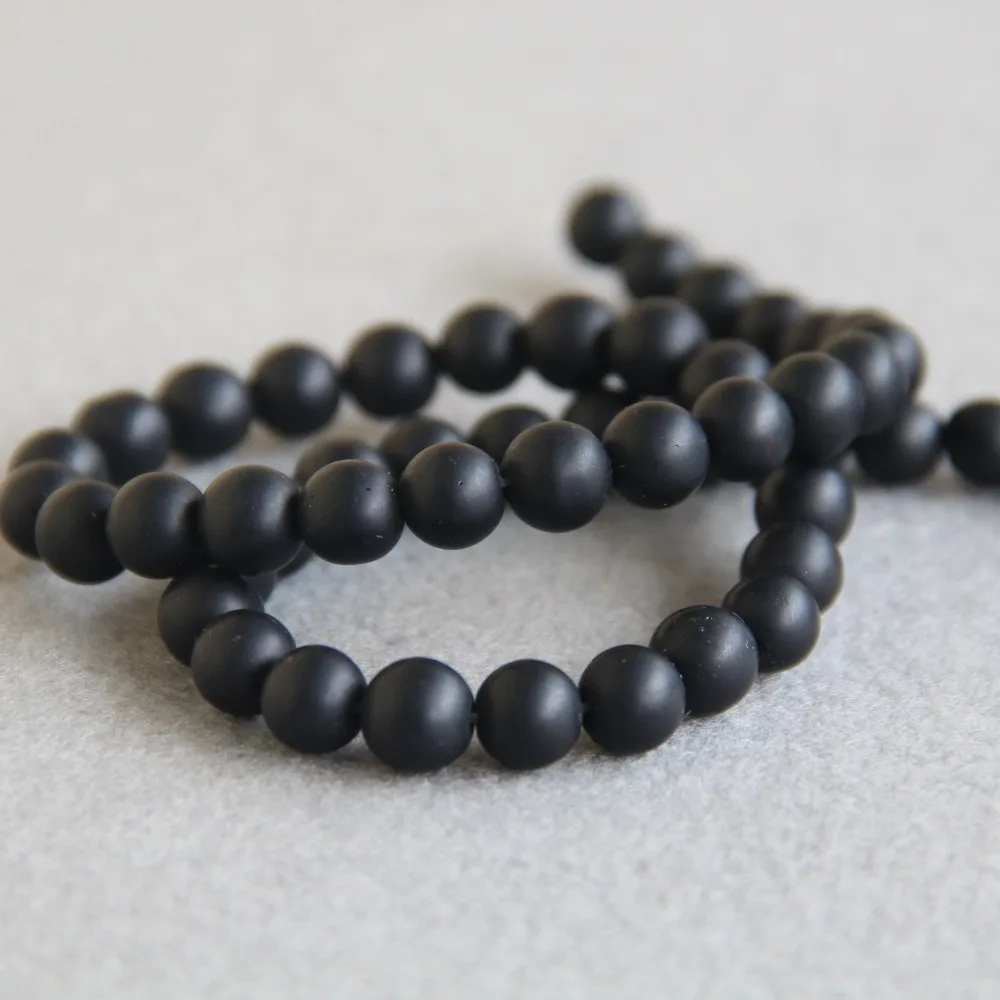 8mm Fashion Natural Black Onyx Beads Round DIY Stone Frosted Accessory Parts 15inch Grind Arenaceous Jewelry Making Design | Украшения и