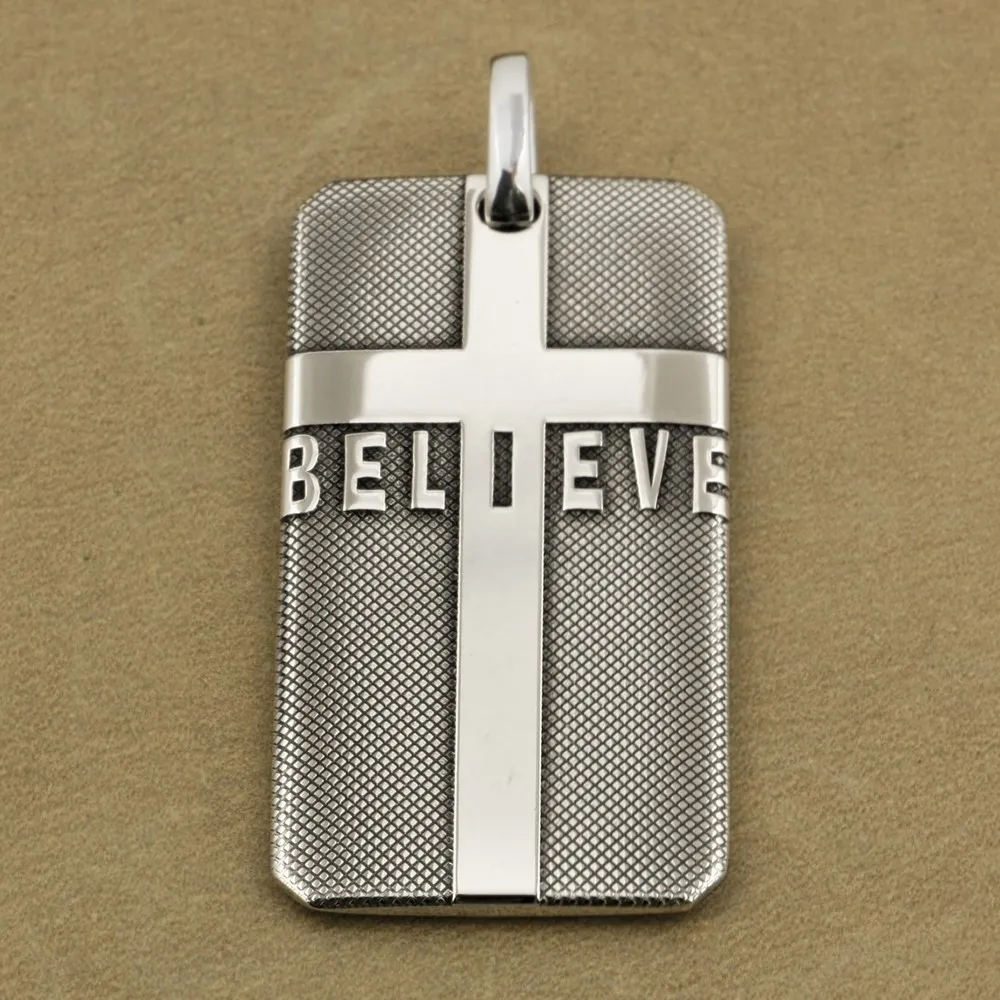 

Cross BELIEVE DogTag 999 Чистое серебро Мужская подвеска для байкеров 9X023S большой размер просто подвеска