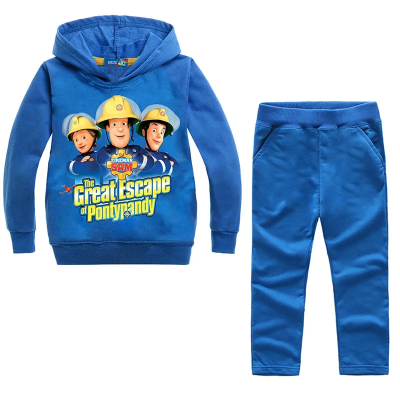 2-8Y Toddler Boys Clothes Fireman Sam Jogging Stylish Kid Teenage Clothing Sets Kids Tracksuit Girls Costume Hoodies+Pants Suits | Детская