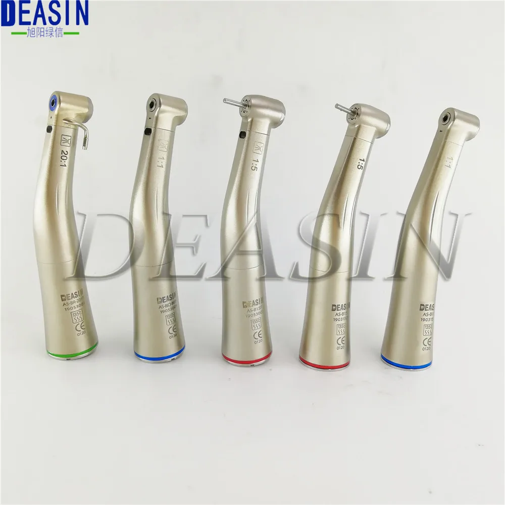 Top quality 1 pcs  Dental Fiber Optical LED /non fiber optic Contra Angle Low Speed Handpiece 1:1 1:5 20:1 Deasin