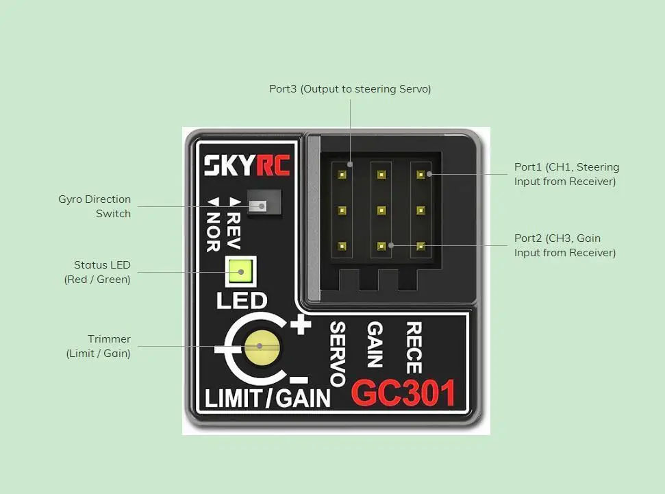 SKYRC GC301 мини гироскоп для RC автомобиль дрейф гоночный автомобиль рулевое управление выход интегрированный компактный светильник-весовой дизайн