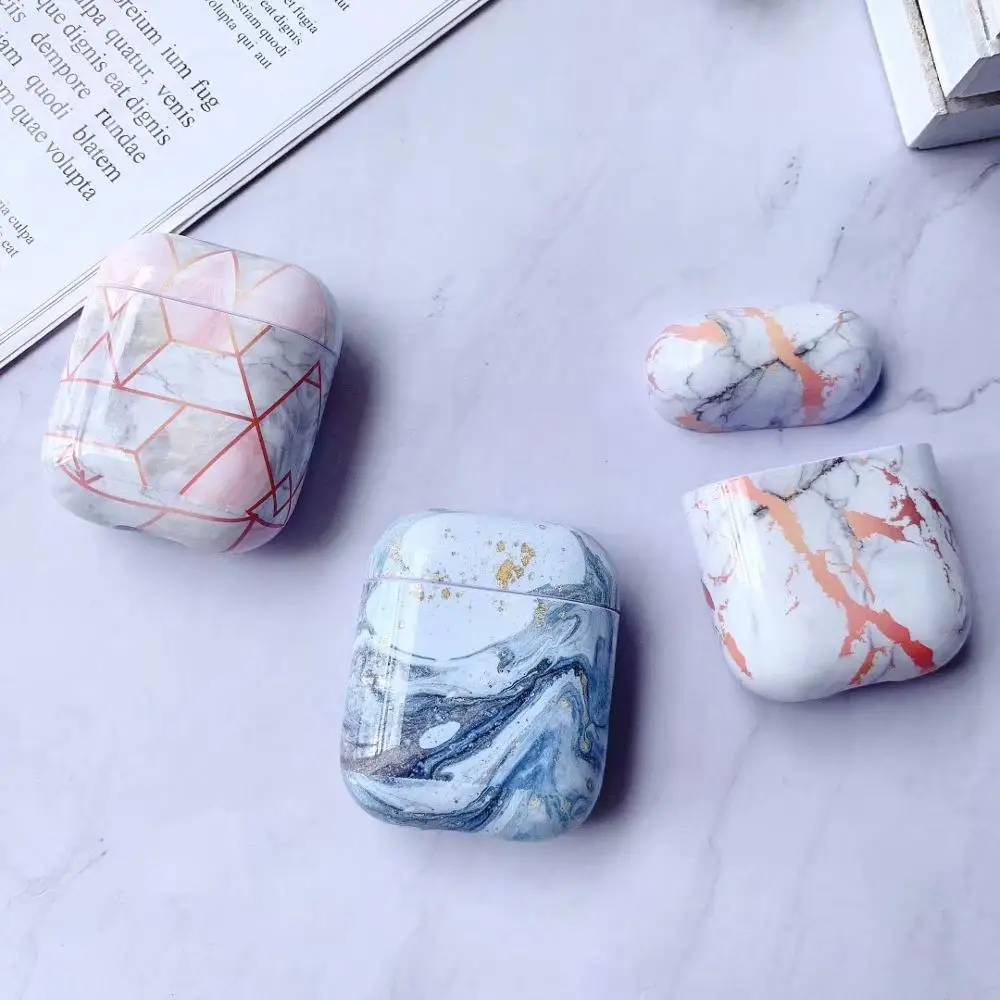 Для AirPods защитный жесткий чехол под мрамор для Airpods зарядная коробка Жесткий PU