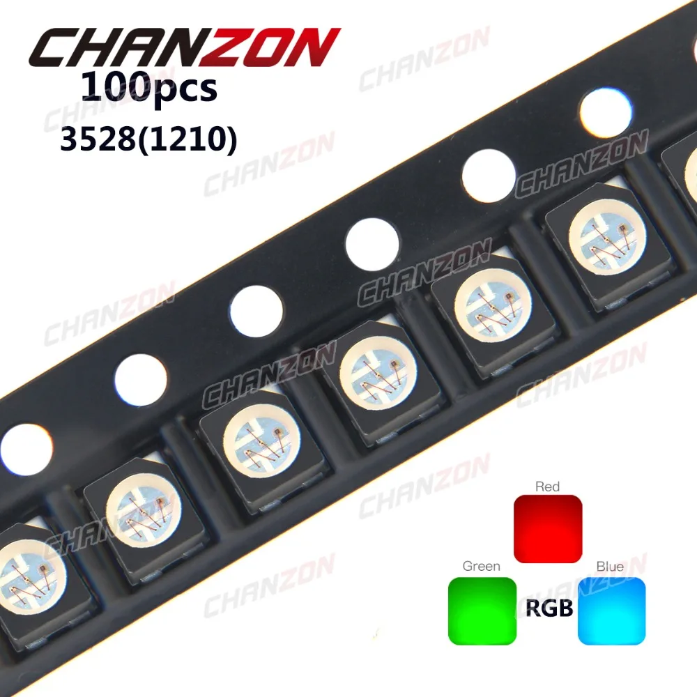Светодиодный общий анод SMD 3528 RGB 100 шт. 20 мА SMT чип триколор (красный зеленый синий)