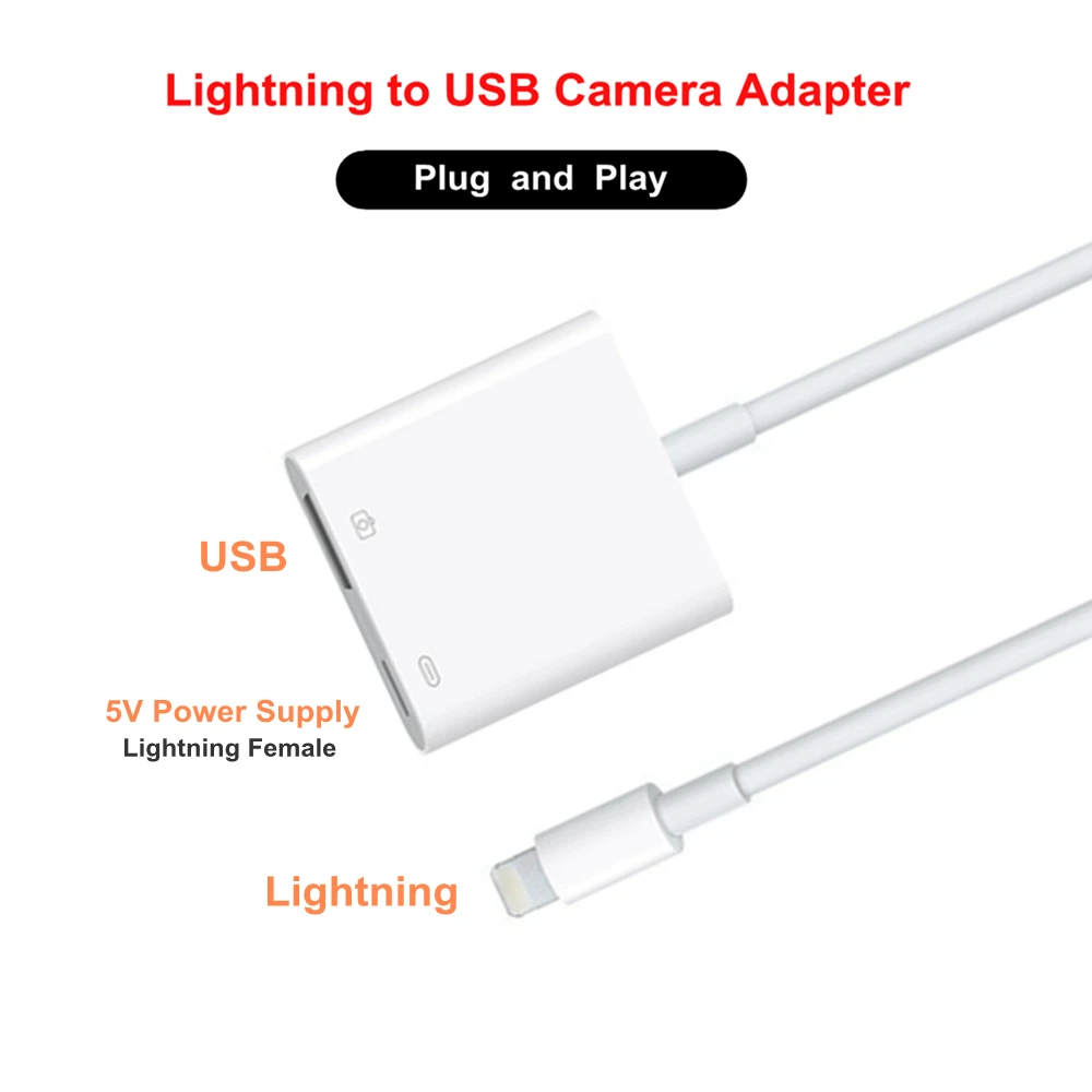 Кабель адаптер с 8 контактным разъемом USB для Lightning/USB 3 камеры внешний кабель