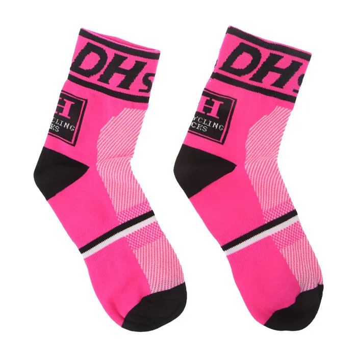 small hot pink Женские и мужские профессиональные брендовые велосипедные спортивные носки, защищающие ноги, дышащие впитывающие носки для велосипедистов, велосипедные носки - Цвет: small hot pink