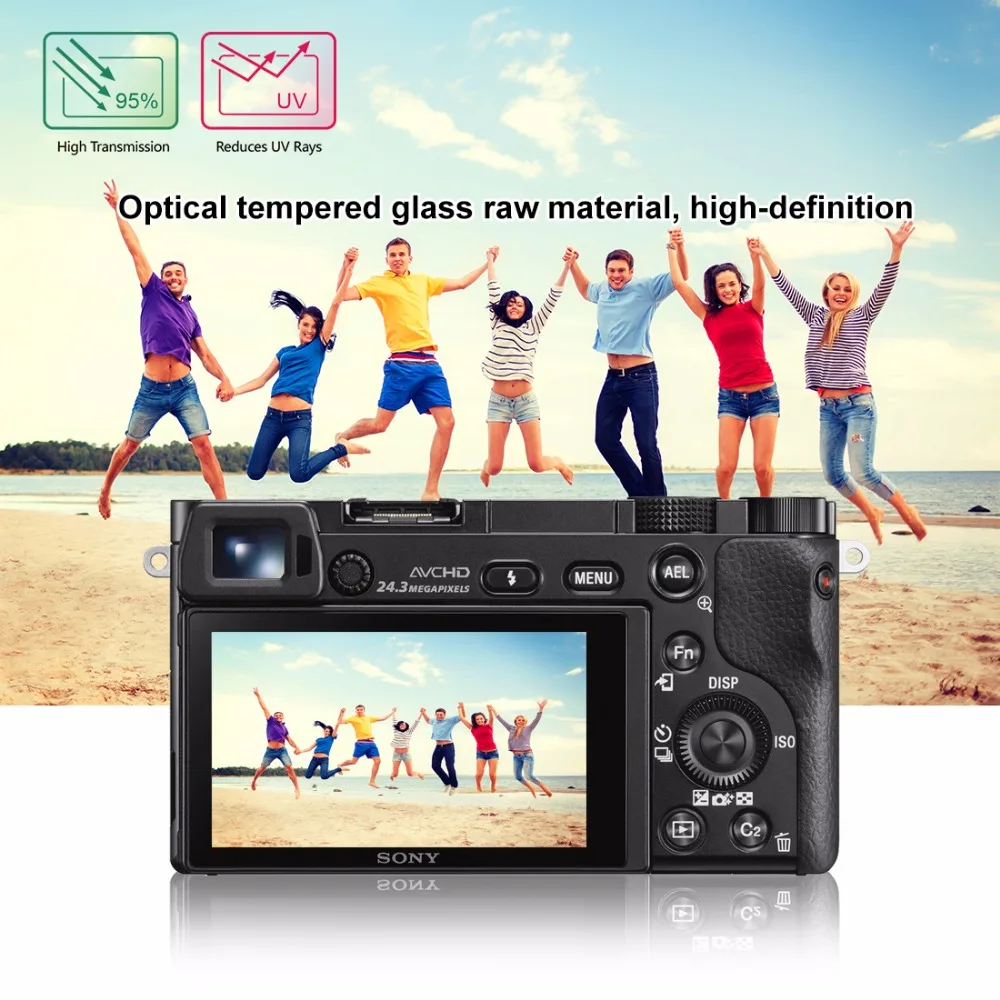 Закаленное стекло для экрана Sony A6000/A6300/A6500 2.5D 0 3 мм изогнутая кромка твердость 9H