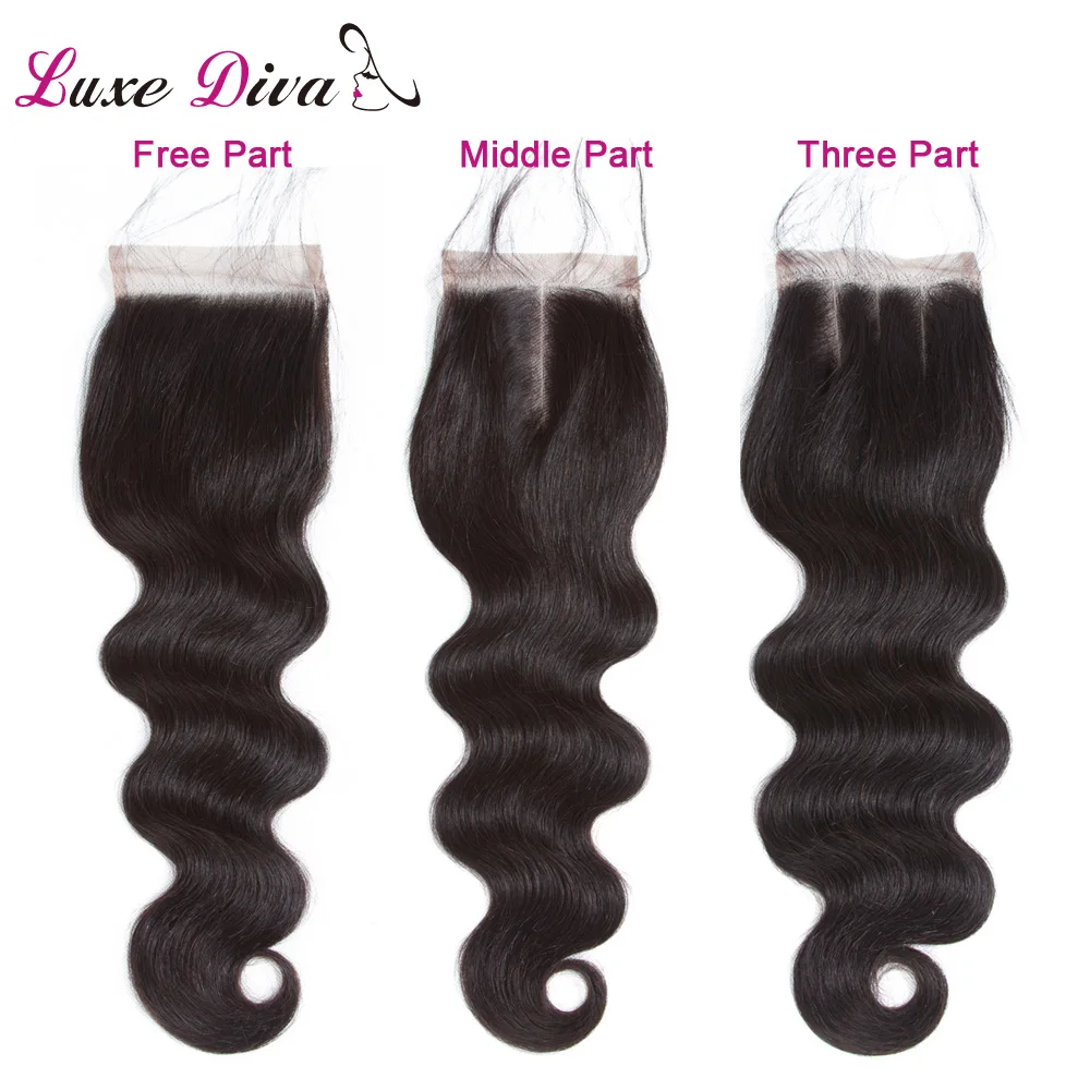 LUXE DIVA бразильское тело волна Кружева Закрытие 1 шт. натуральный цвет 8-20 дюймов 4*4