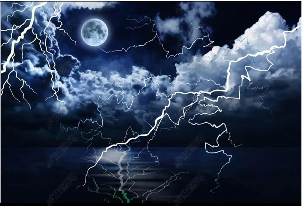 Custom photo wallpaper 3d ceiling Fashion dreamy moon black night sky zenith mural background wall paper decor | Обустройство дома