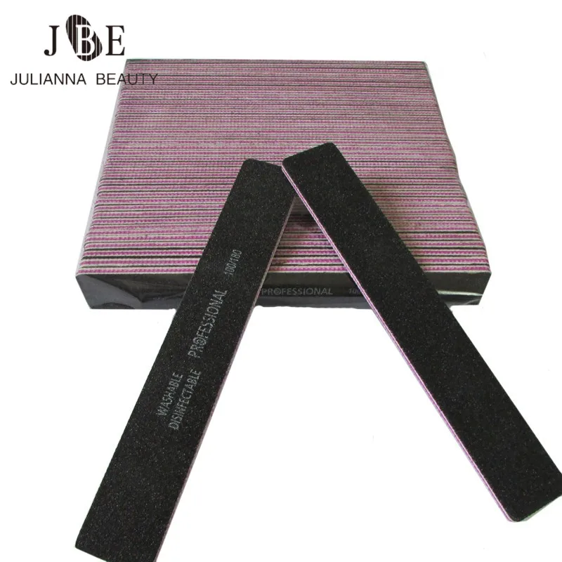 50 шт./Лот Толстая черная прямая широкая пилка для ногтей двухсторонняя 100/180