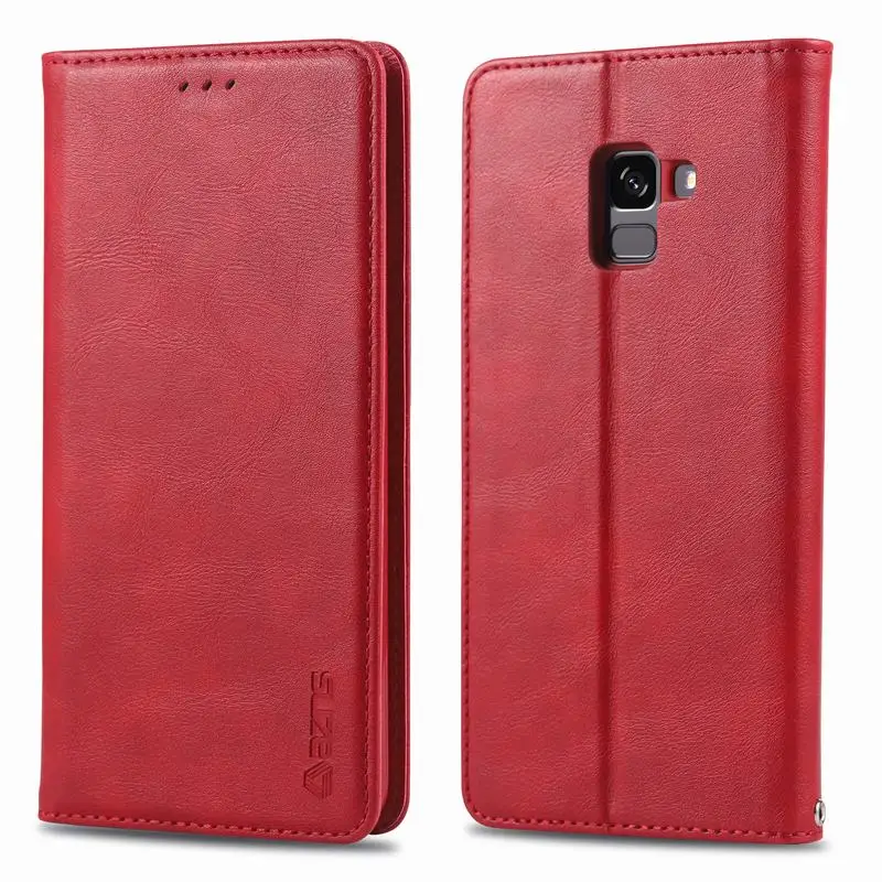 Red Case Чехол для Samsung Galaxy A8 чехол Samsung A8 Plus откидная крышка кожаный кошелек Люкс чехол ретро складной протектор - Цвет: Red Case